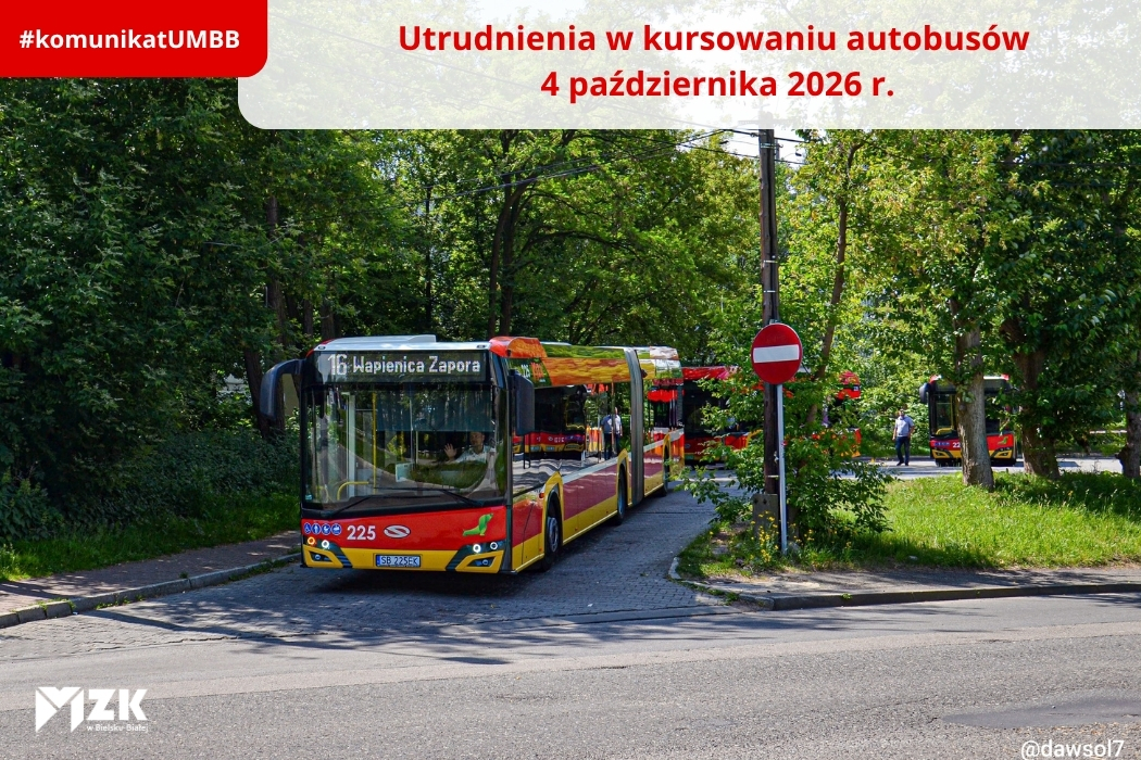 Zdjęcie autobusu linii nr 16 wyjeżdżającego z pętli przy ul. Budowlanych