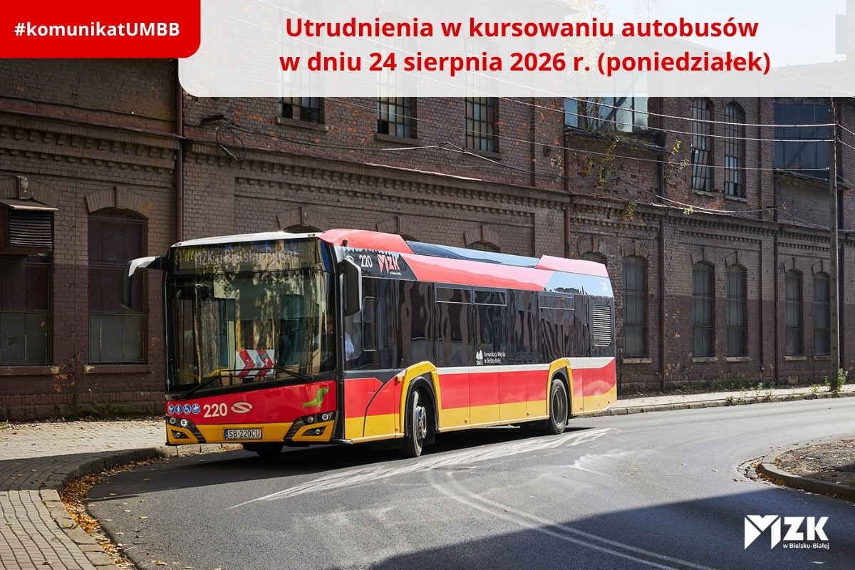 Utrudnienia w kursowaniu autobusów 24 sierpnia 2026