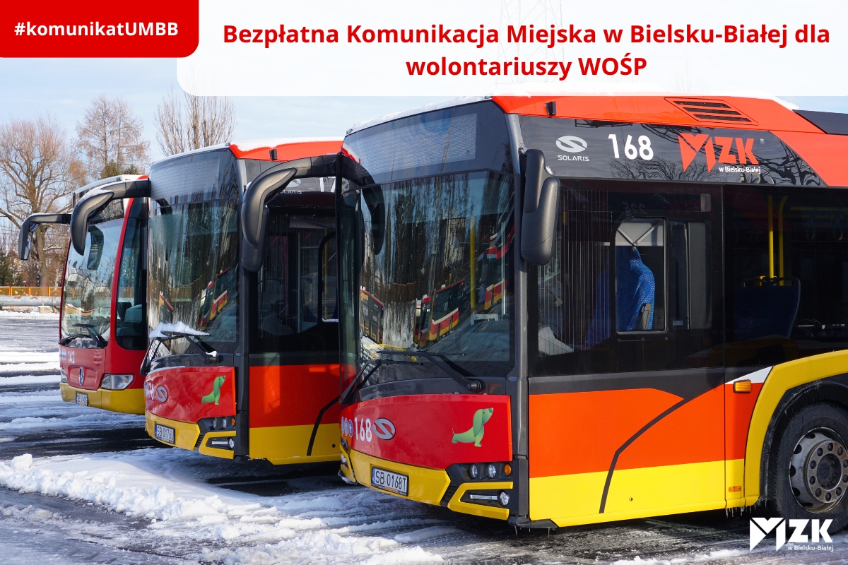 Bezpłatna Komunikacja Miejska w Bielsku-Białej dla wolontariuszy WOŚP