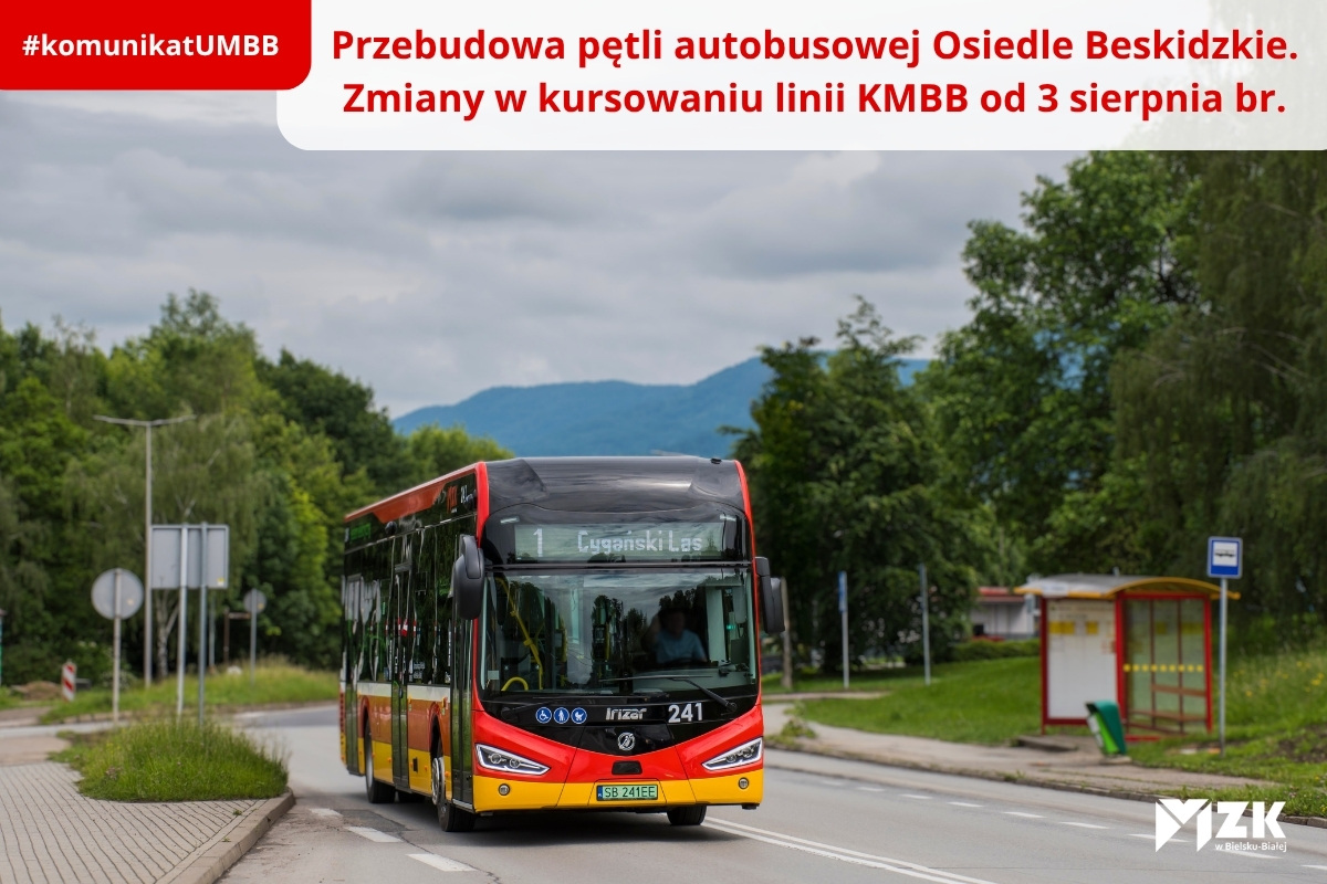 Przebudowa pętli Osiedle Beskidzkie. Zdjęcie ilustracyjne - autobus elektryczny na ul. Babiogórskiej