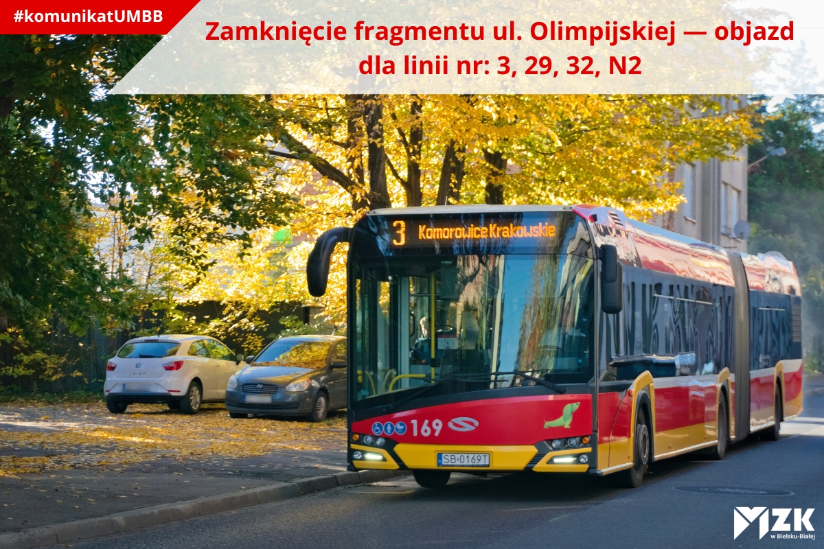 Zamknięcie fragmentu ul. Olimpijskiej — objazd dla linii nr: 3, 29, 32, N2